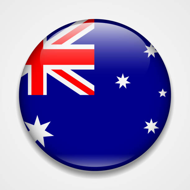 Flag of Australia. Round glossy badge